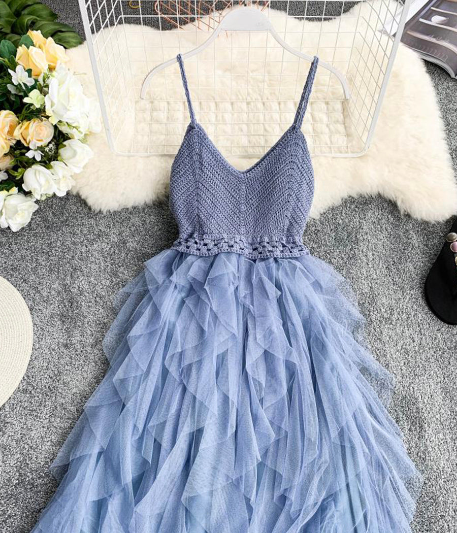 Spaghetti Straps Ruffle Midi Dress  1289