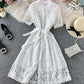 Stylish round neck lace dress summer dress  1281
