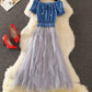 Cute denim stitching dress summer dress  1252