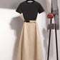 Stylish black top + black irregular skirt  1275
