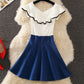 Cute v neck denim stitching dress summer dress  1251