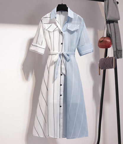 Striped chiffon dress summer dress  1271