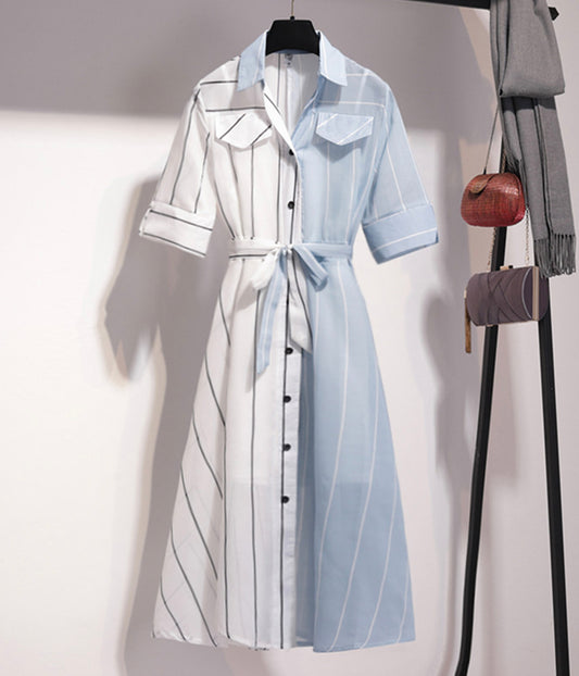 Striped chiffon dress summer dress  1271