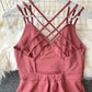 Women's dress A line v neck chiffon backless dress  1227