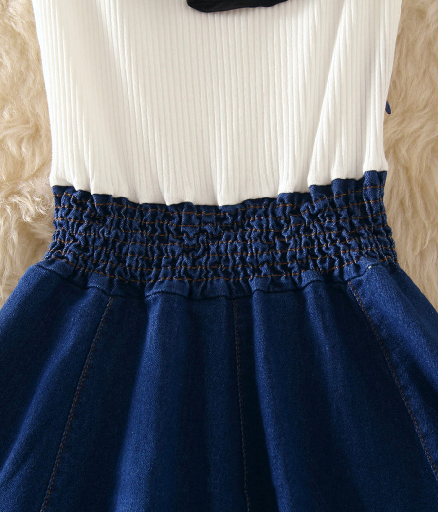 Cute v neck denim stitching dress summer dress  1251