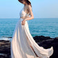 Unique white chiffon long dress summer dress  1215