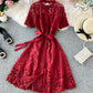 Stylish round neck lace dress summer dress  1281