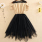 Fashion girl dress A line plaid tulle dress  1235