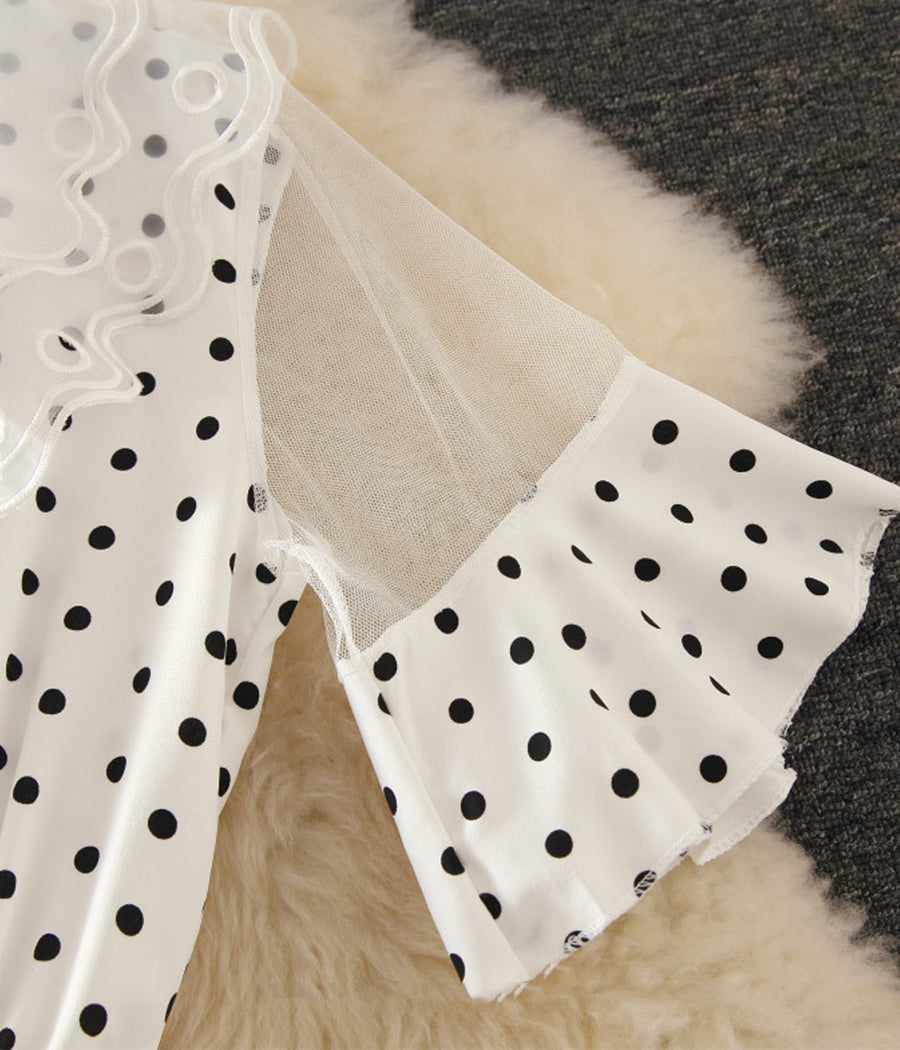 Lovely A line polka dot lace dress summer dress  1248