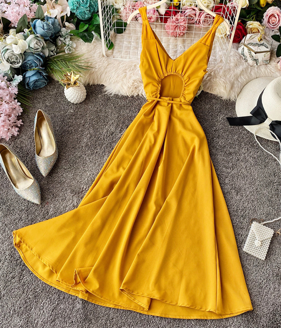 Simple A line v neck dress women's dress  1224