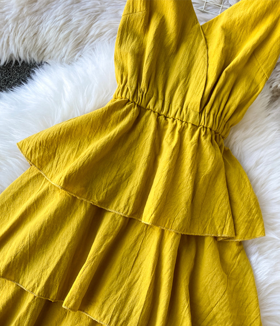 Midi-Maxi-Sommerkleid mit V-Ausschnitt und Spaghettiträgern 1231