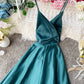 Simple v neck backless dress summer dress  1233