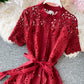 Stylish round neck lace dress summer dress  1281