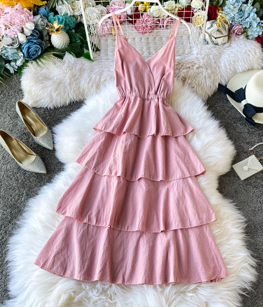 Midi-Maxi-Sommerkleid mit V-Ausschnitt und Spaghettiträgern 1231