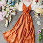Simple v neck backless dress summer dress  1233