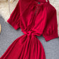Simple A line pleated dress fashion girl short sleeve dress  1181