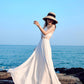 Unique white chiffon long dress summer dress  1215