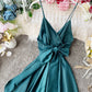 Simple v neck backless dress summer dress  1233