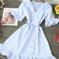 Retro v neck plaid dress women's dress  1202
