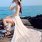 Unique white chiffon long dress summer dress  1215