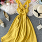 Fashion girl dress A line yellow summer dress  1220