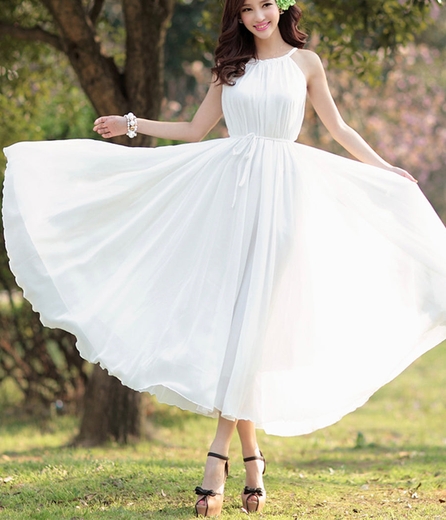 Cute round neck chiffon dress women's dress  1188