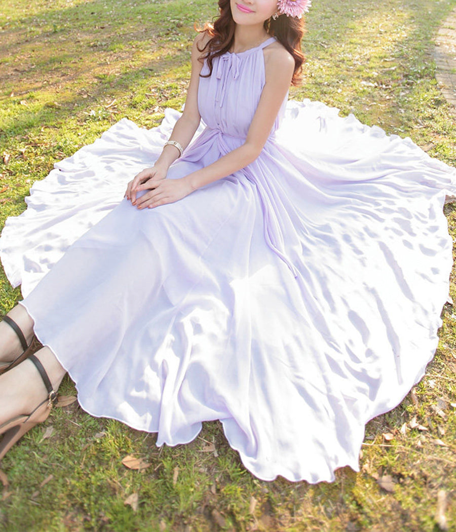 Cute round neck chiffon dress women's dress  1188