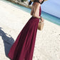 Simple V neck chiffon long dress blue dress  1218