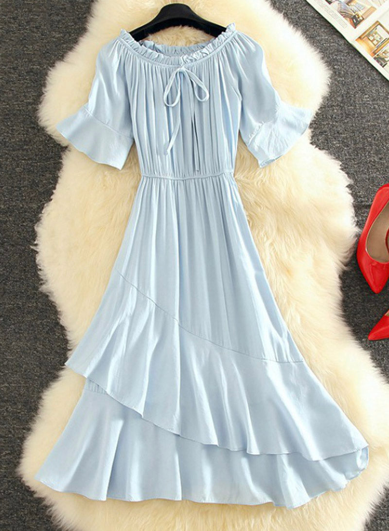 Cute A line dress short sleeve dress summer dress  1126