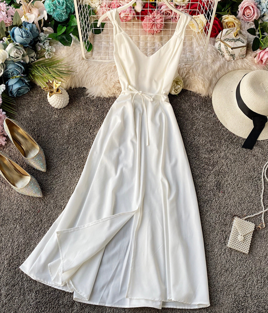 Simple A line v neck dress women's dress  1224