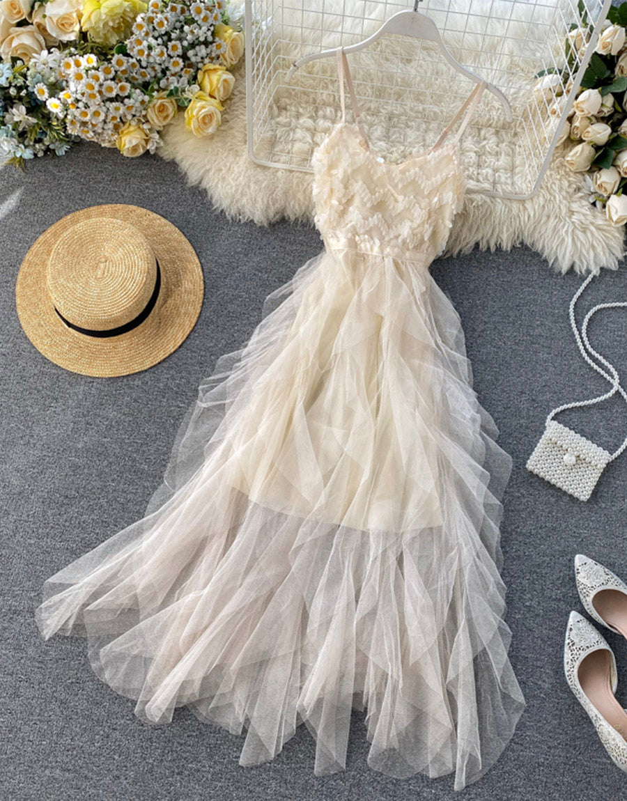 Robe d'été en tulle à paillettes champagne 1120