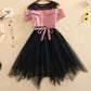 Fashion girl dress A line plaid tulle dress  1235