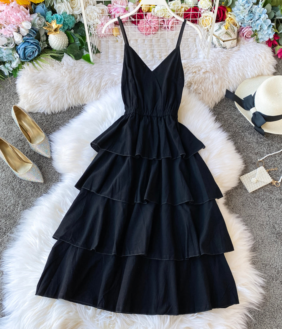 Midi-Maxi-Sommerkleid mit V-Ausschnitt und Spaghettiträgern 1231
