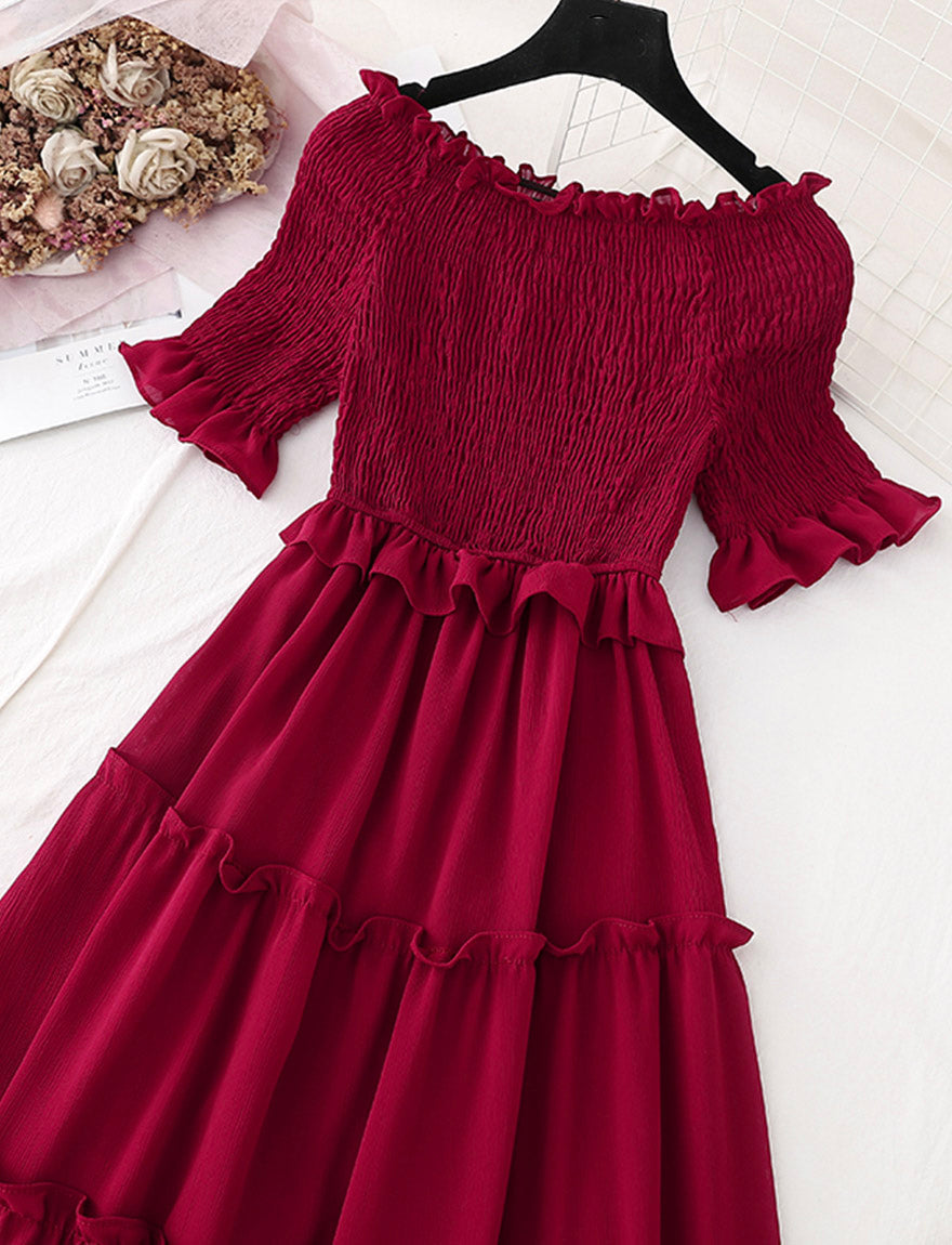 A line short sleeve dress summer dress  1139