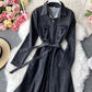 Stylish long-sleeved denim dress women's dress  1057