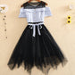 Fashion girl dress A line plaid tulle dress  1235