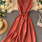 Elegant v neck sleeveless dress women's dress  1228