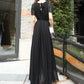 Black chiffon long dress women's dress  1191