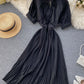Simple A line pleated dress fashion girl short sleeve dress  1181