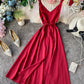 Simple A line v neck dress women's dress  1224