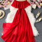 Red A line chiffon dress fashion dress  1064