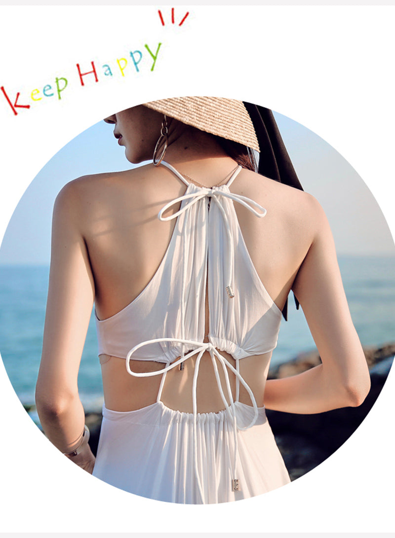 Unique white chiffon long dress summer dress  1215