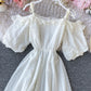 Robe trapèze blanche simple pour fille 1117 
