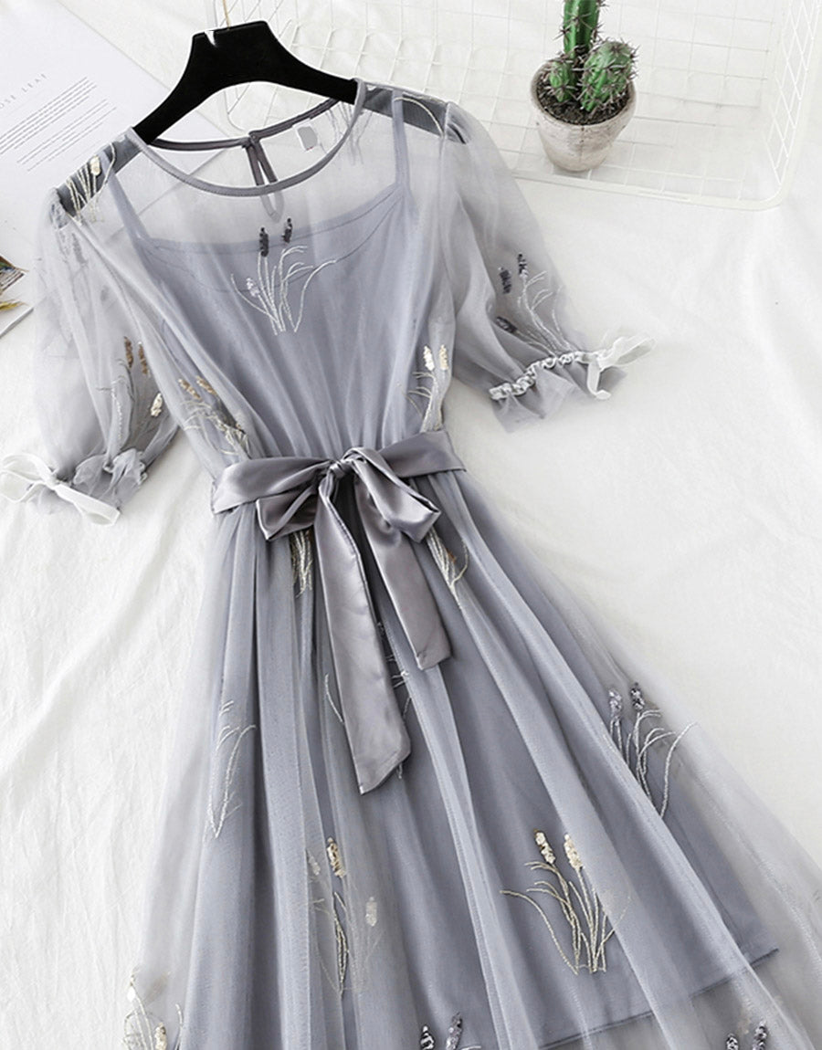 A line tulle dress with sequins fashion girl summer dress  1150