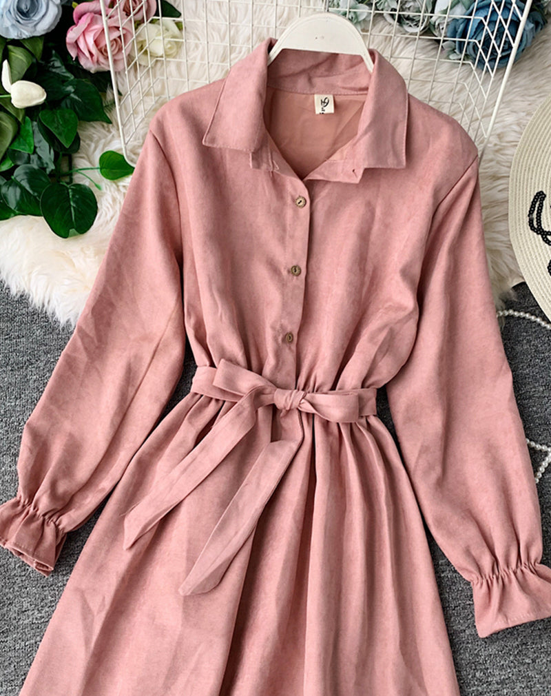 Robe mignonne à manches longues en ligne A, vêtements d'automne 1068