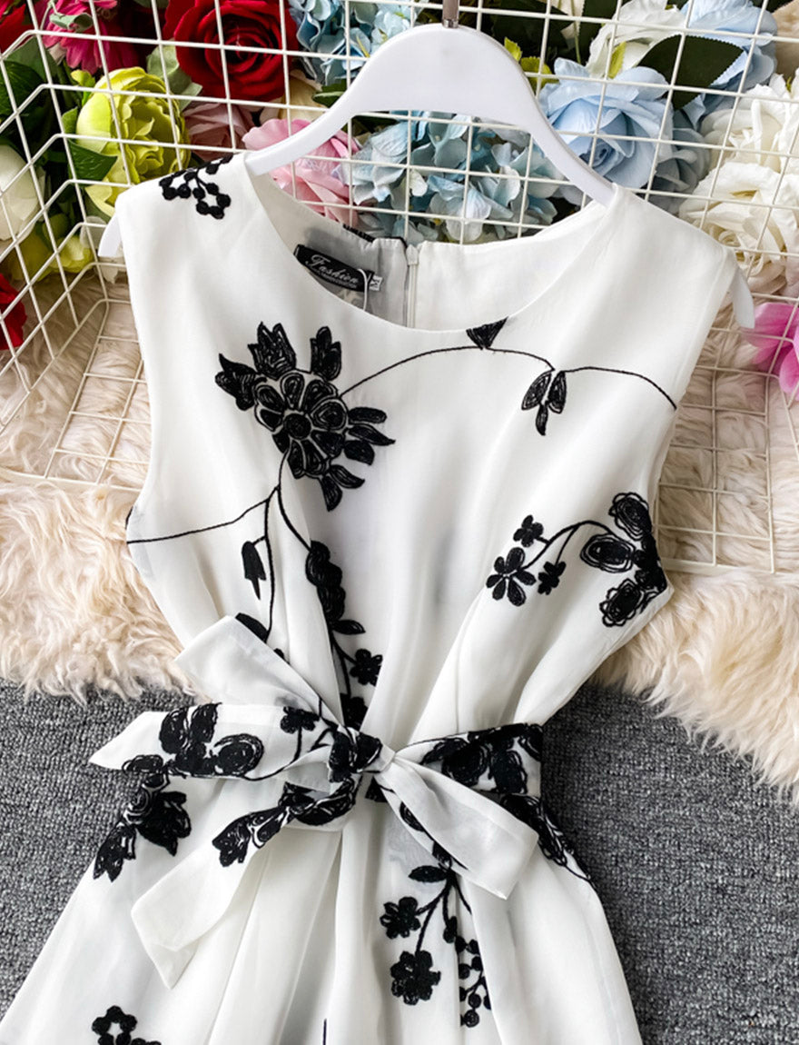 A line flowers short dress summer dress  1163