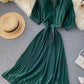 Simple A line pleated dress fashion girl short sleeve dress  1181