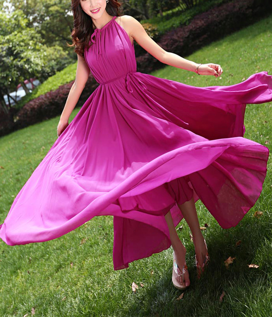 Cute round neck chiffon dress women's dress  1188