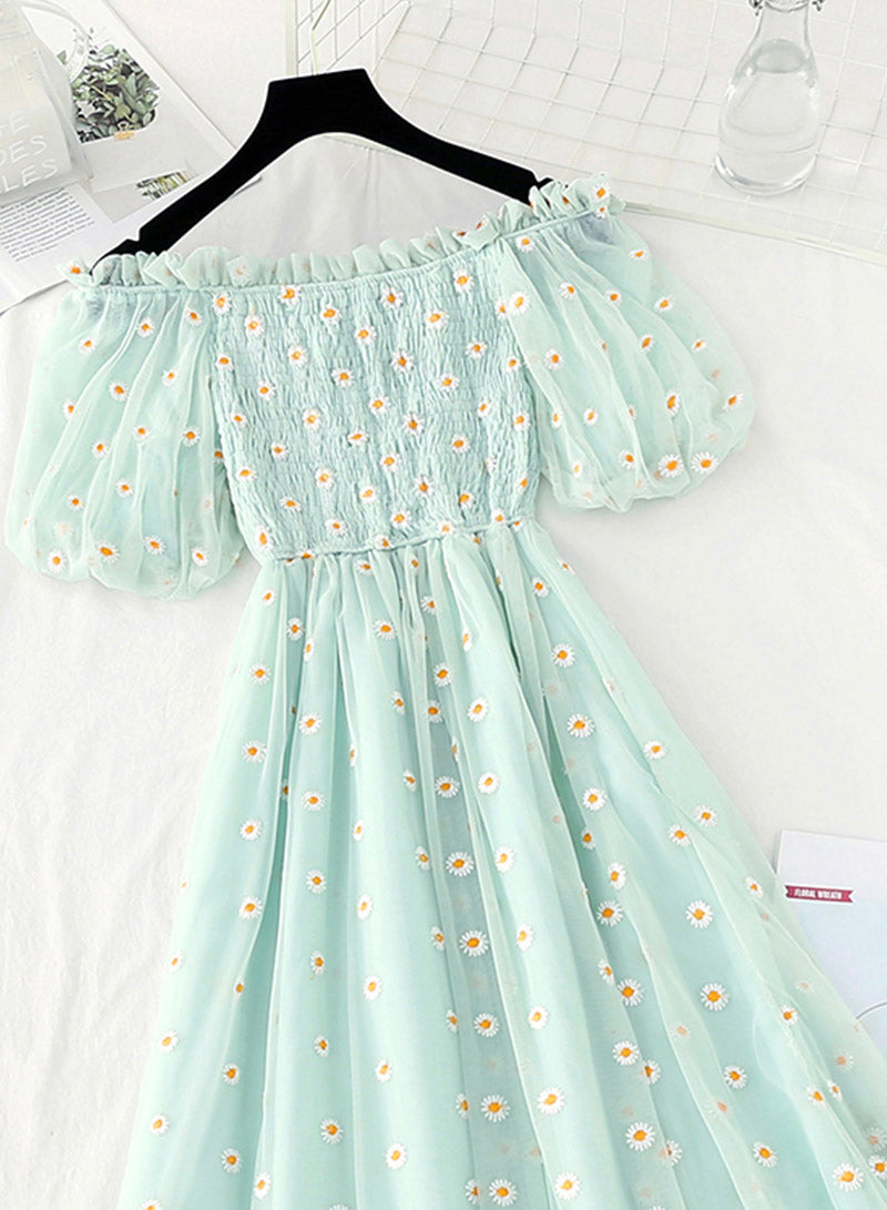 Cute A line daisy flower dress girl summer dress  1134