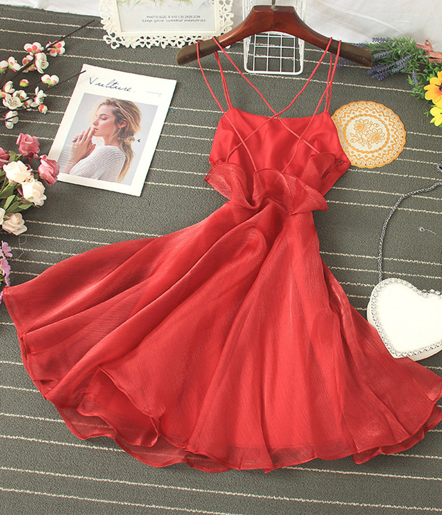 Cute tulle backless short dress mini dress  1201